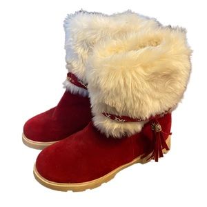 Red Winter Fur Boots